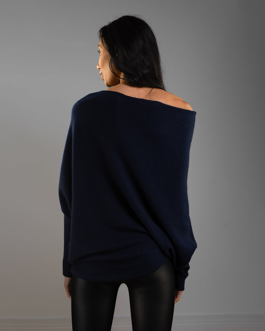Asymmetric Draped | Navy | Seamless Knit