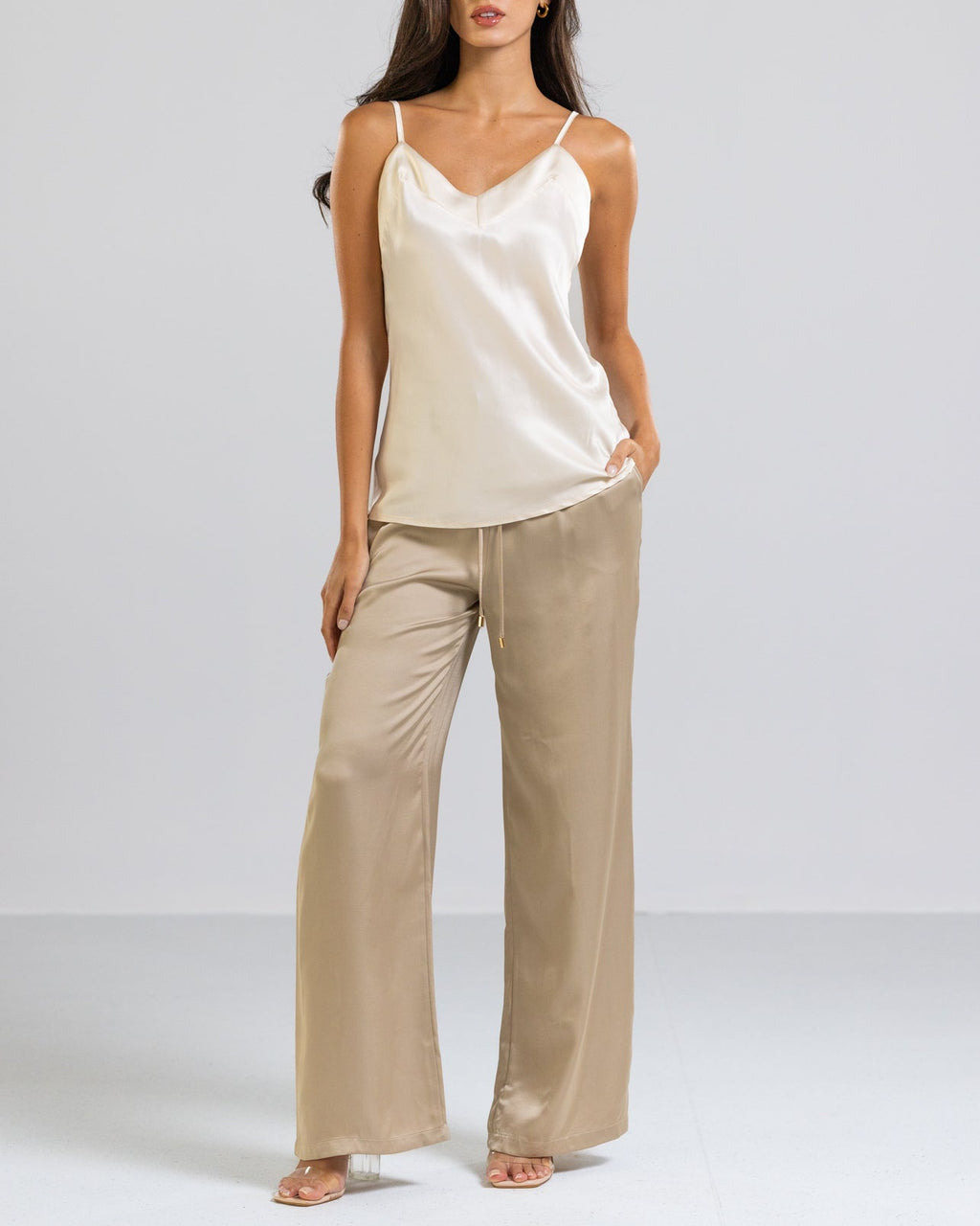Bianca Satin Trousers | Beige