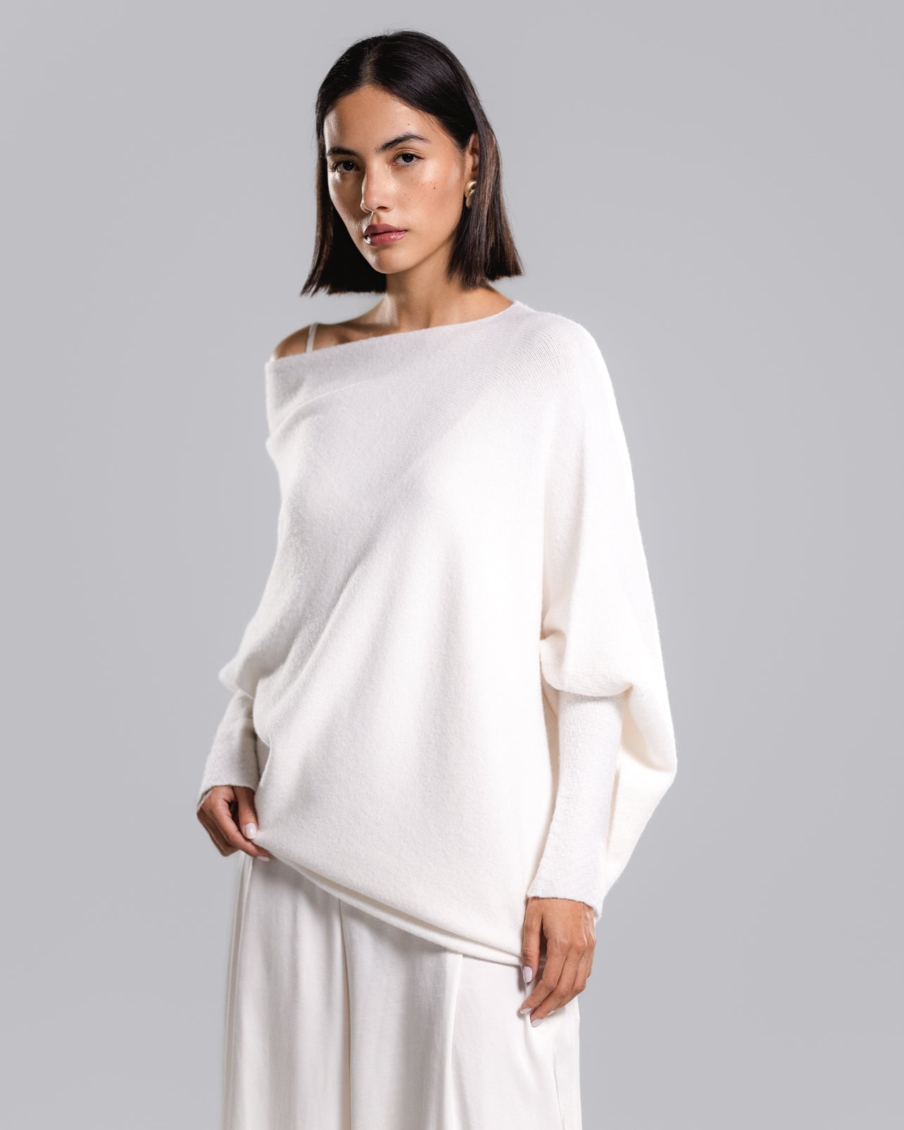 Asymmetric Draped | Ivory | Seamless Knit