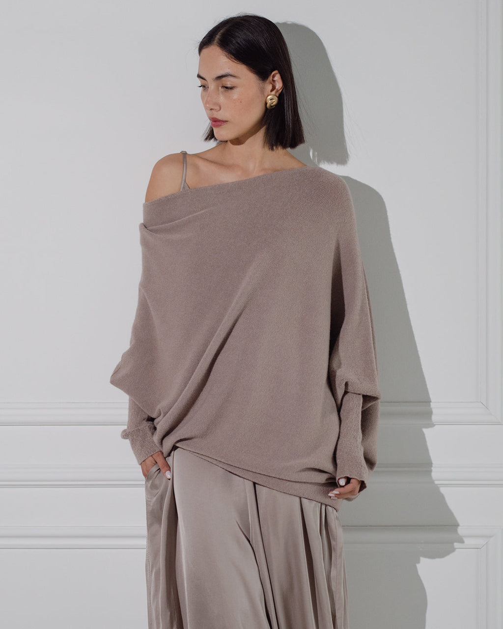 Asymmetric Draped | Mocha | Seamless Knit