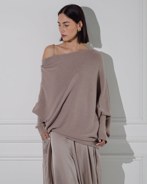 Asymmetric Draped | Mocha | Seamless Knit