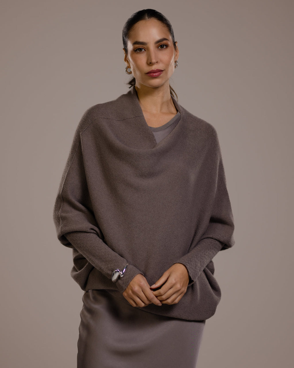 Asymmetric Draped | Mink | Seamless Knit