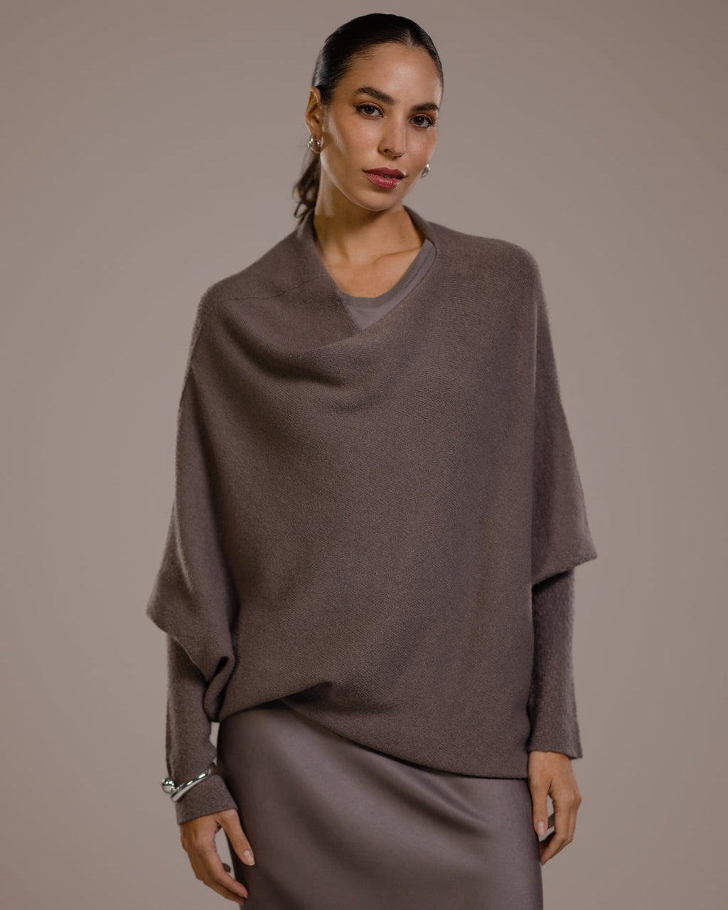Asymmetric Draped | Mink | Seamless Knit
