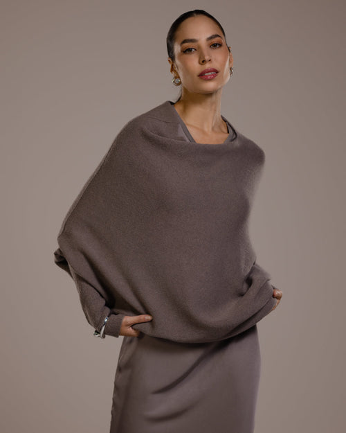 Asymmetric Draped | Mink | Seamless Knit