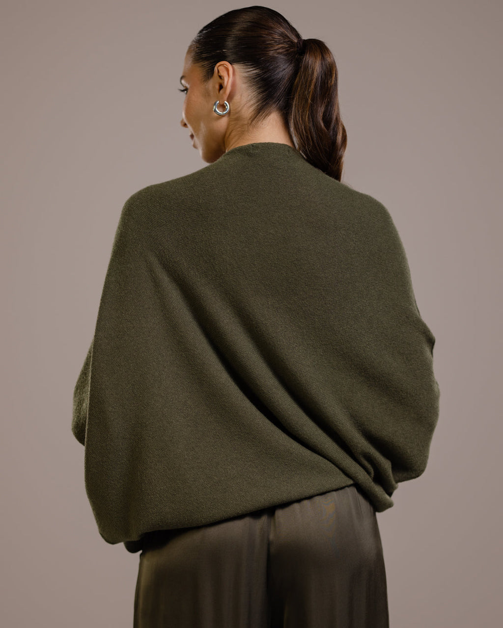 Asymmetric Draped | Khaki | Seamless Knit