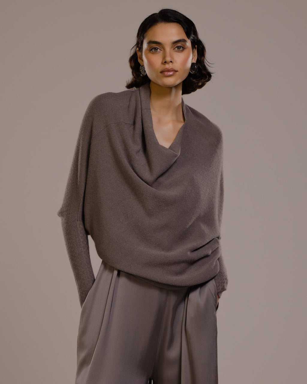 Asymmetric Draped | Mink | Seamless Knit