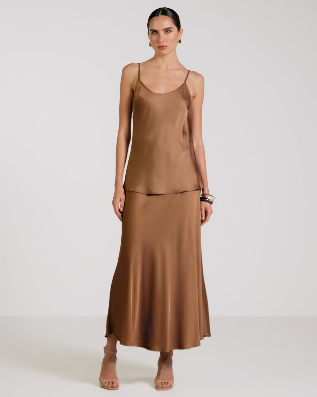 Camilla Bias Satin Skirt | Maple