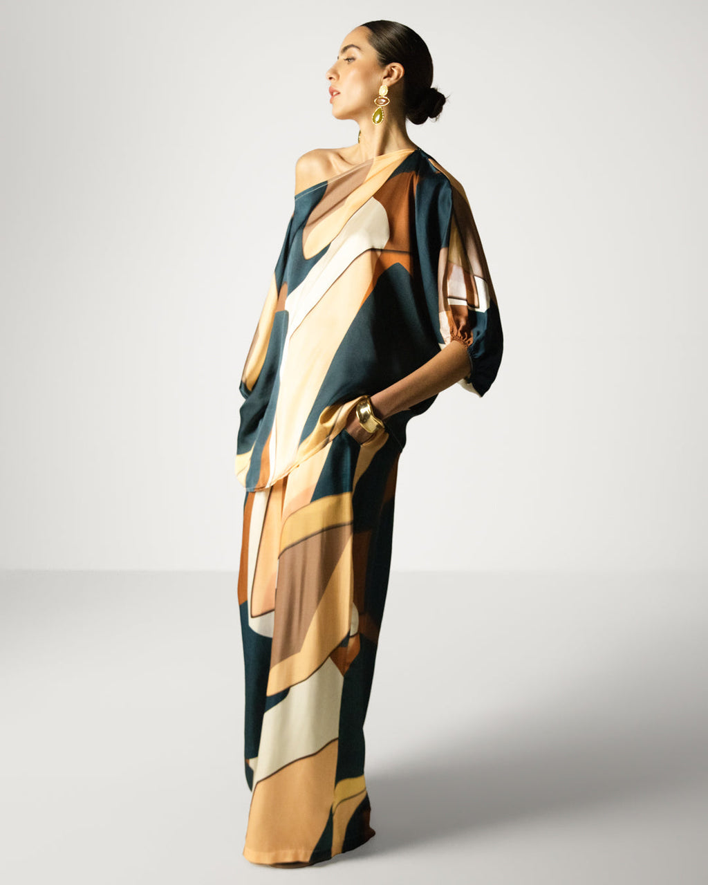 Lilith Elastic Waist Silk Trousers