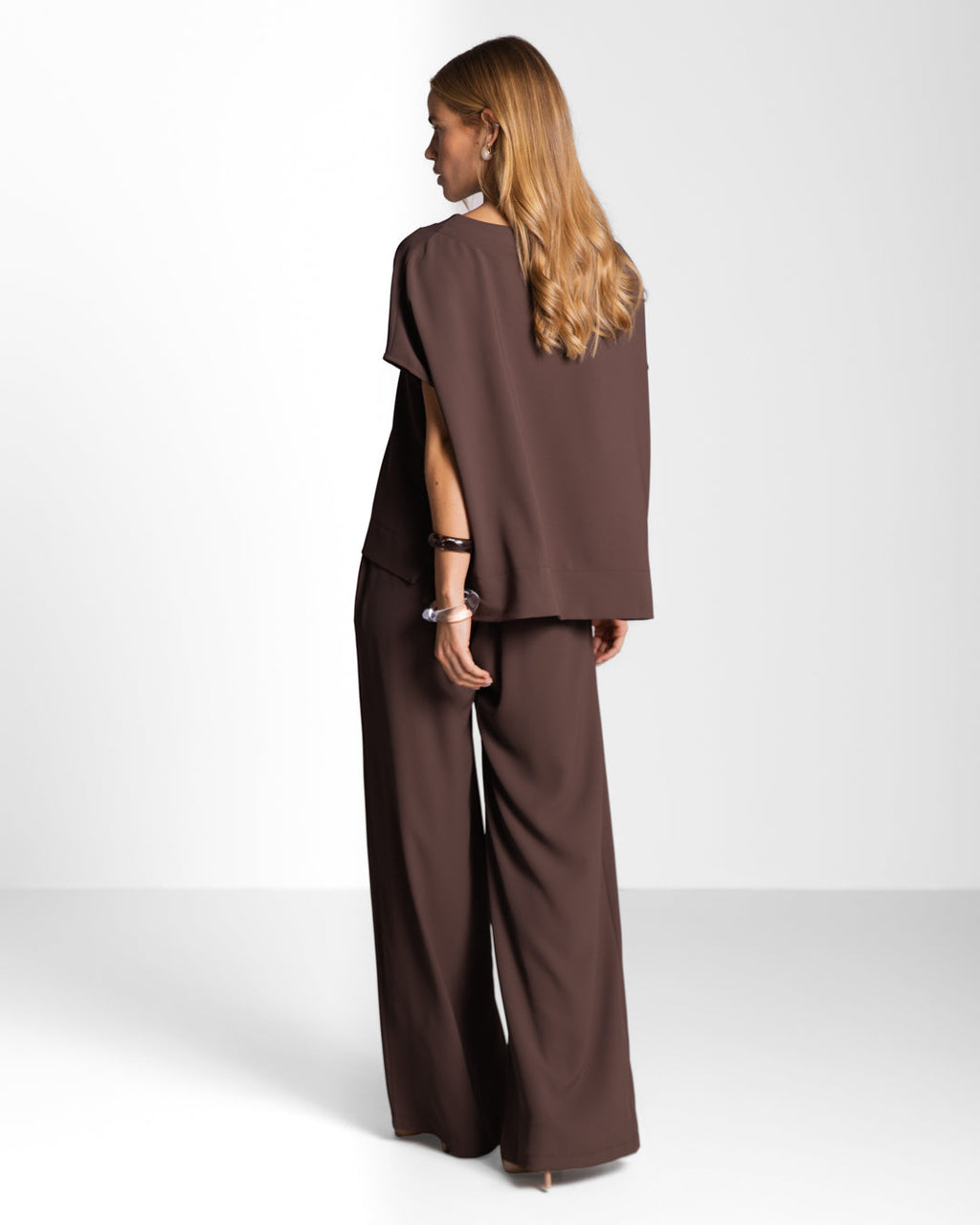 Gabriella Pleated Elastic Waist Trousers | Espresso Brown
