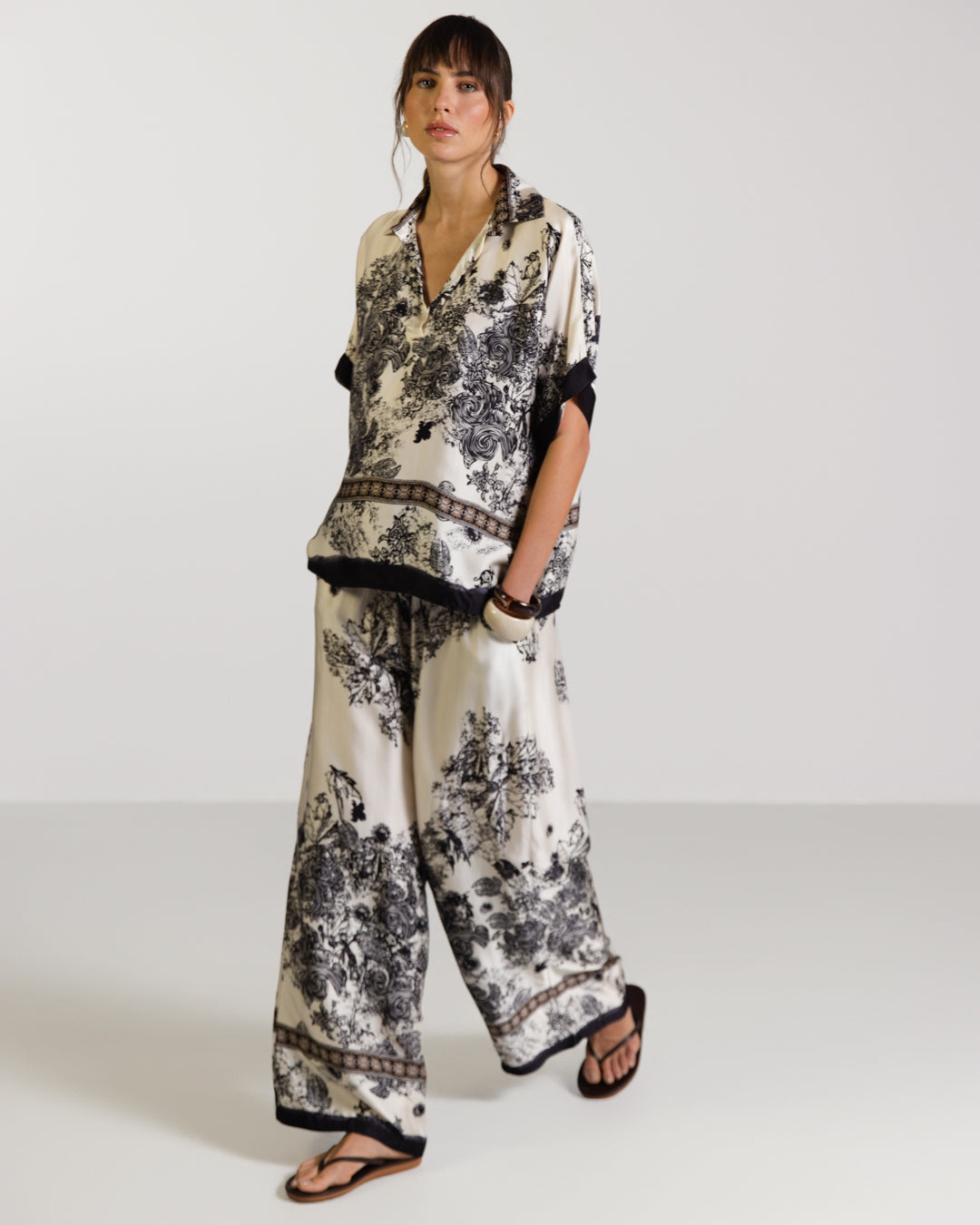 Ottilie Elastic Waist Silk Trousers | Black