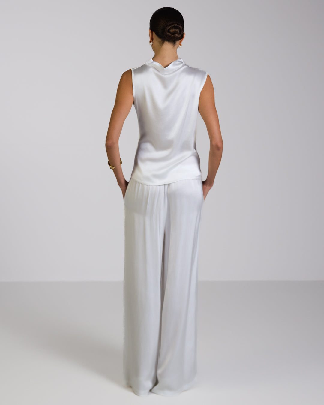 Cole Satin Trousers | White