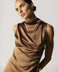 Allegra Draped Satin Sleeveless Top | Maple