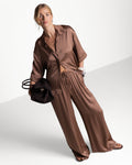 Nora Drawstring Satin Pants | Maple
