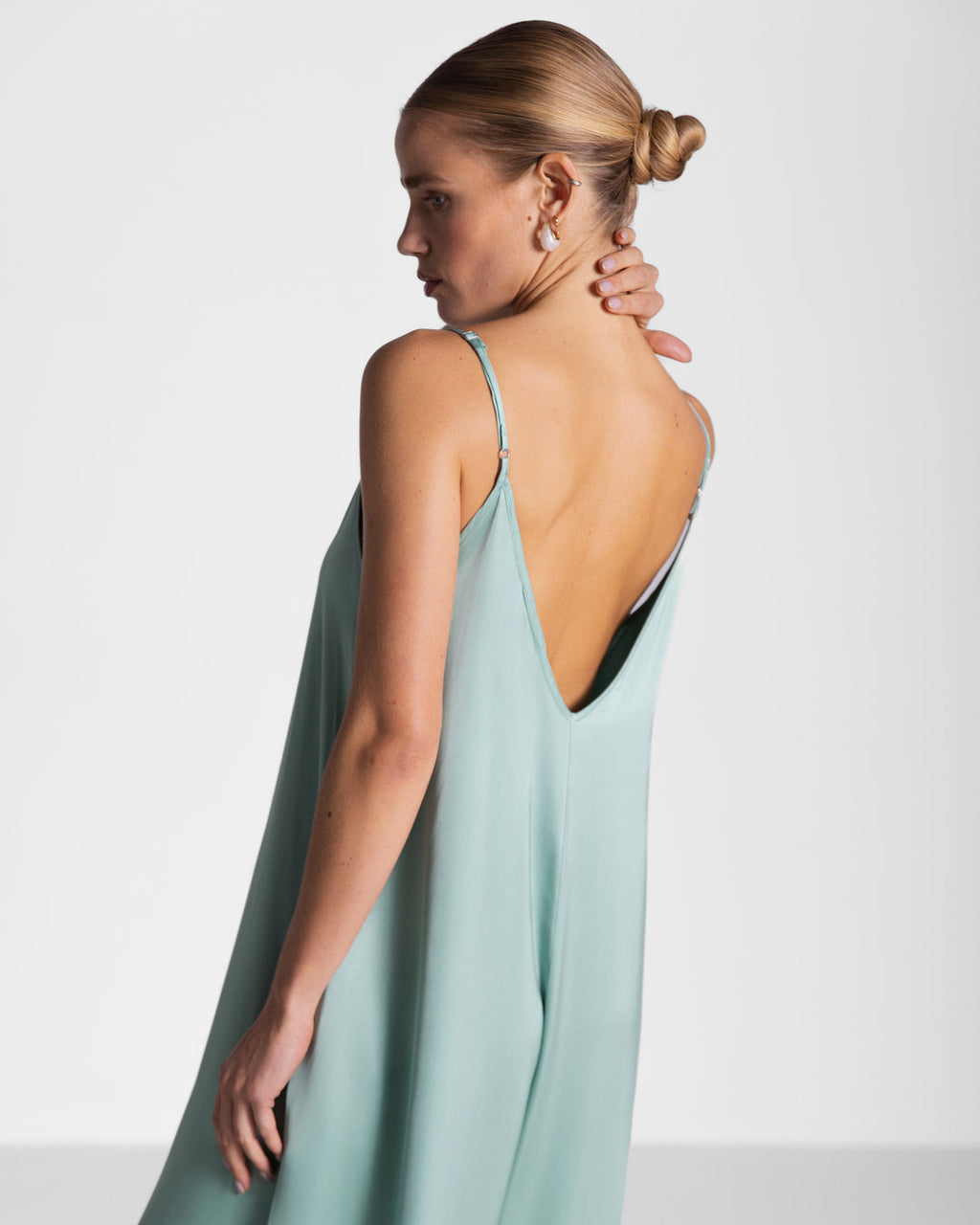 Audrey Satin Jumpsuit | Mint