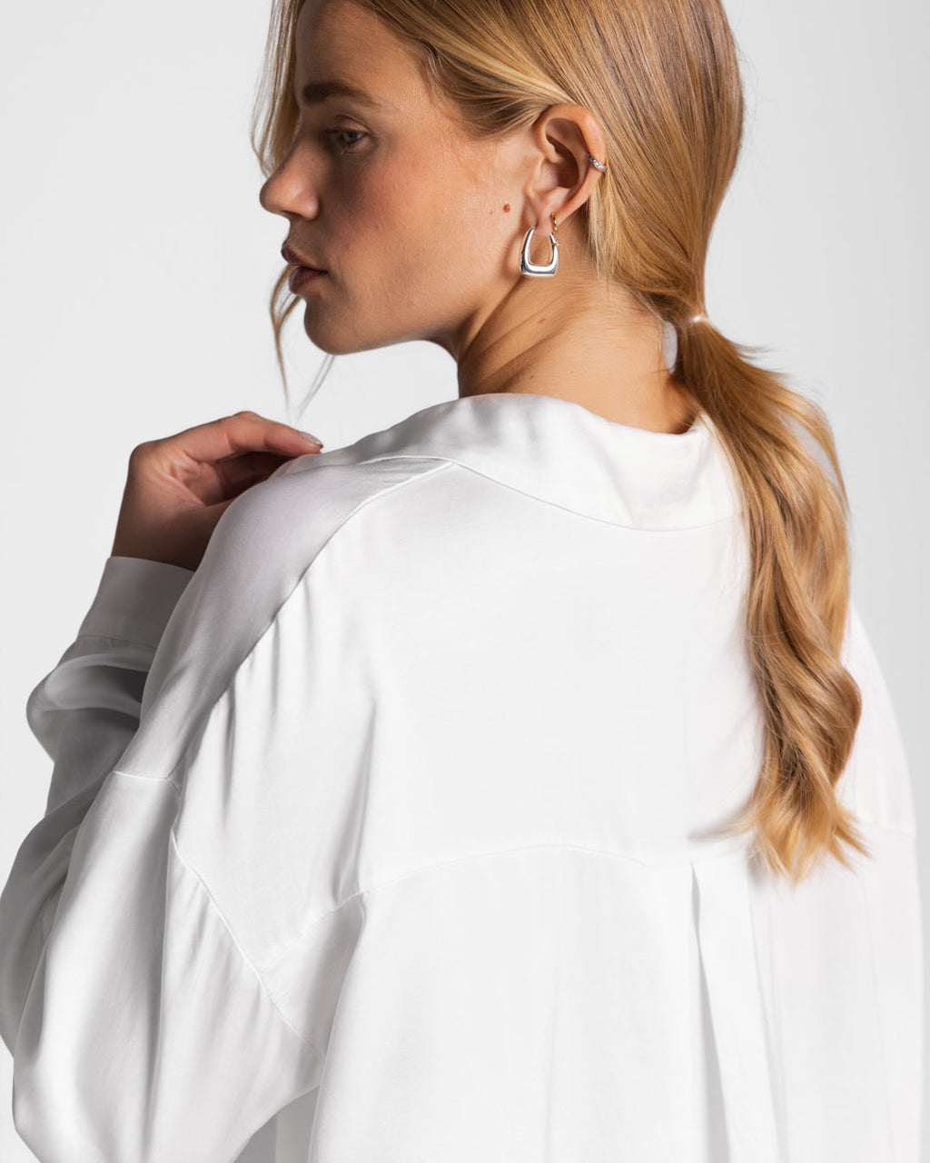 Kailin Satin Shirt | White