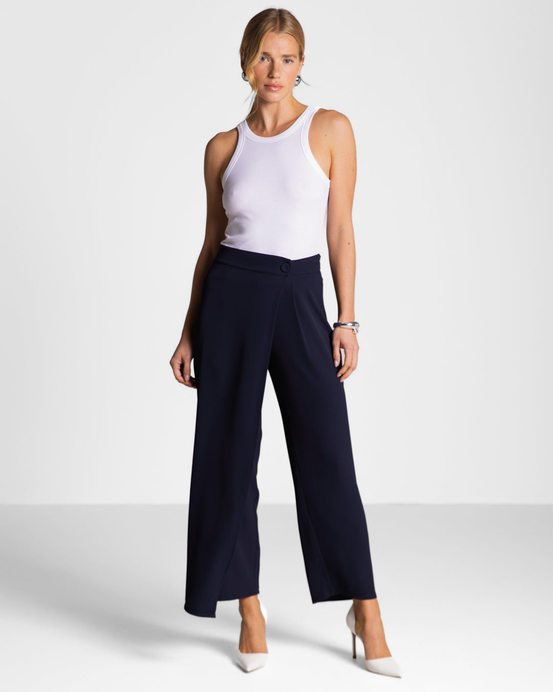 Ophelia Asymmetric Wrap Trousers | Navy