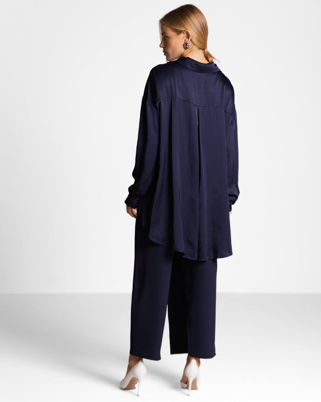 Kailin Satin Shirt | Navy
