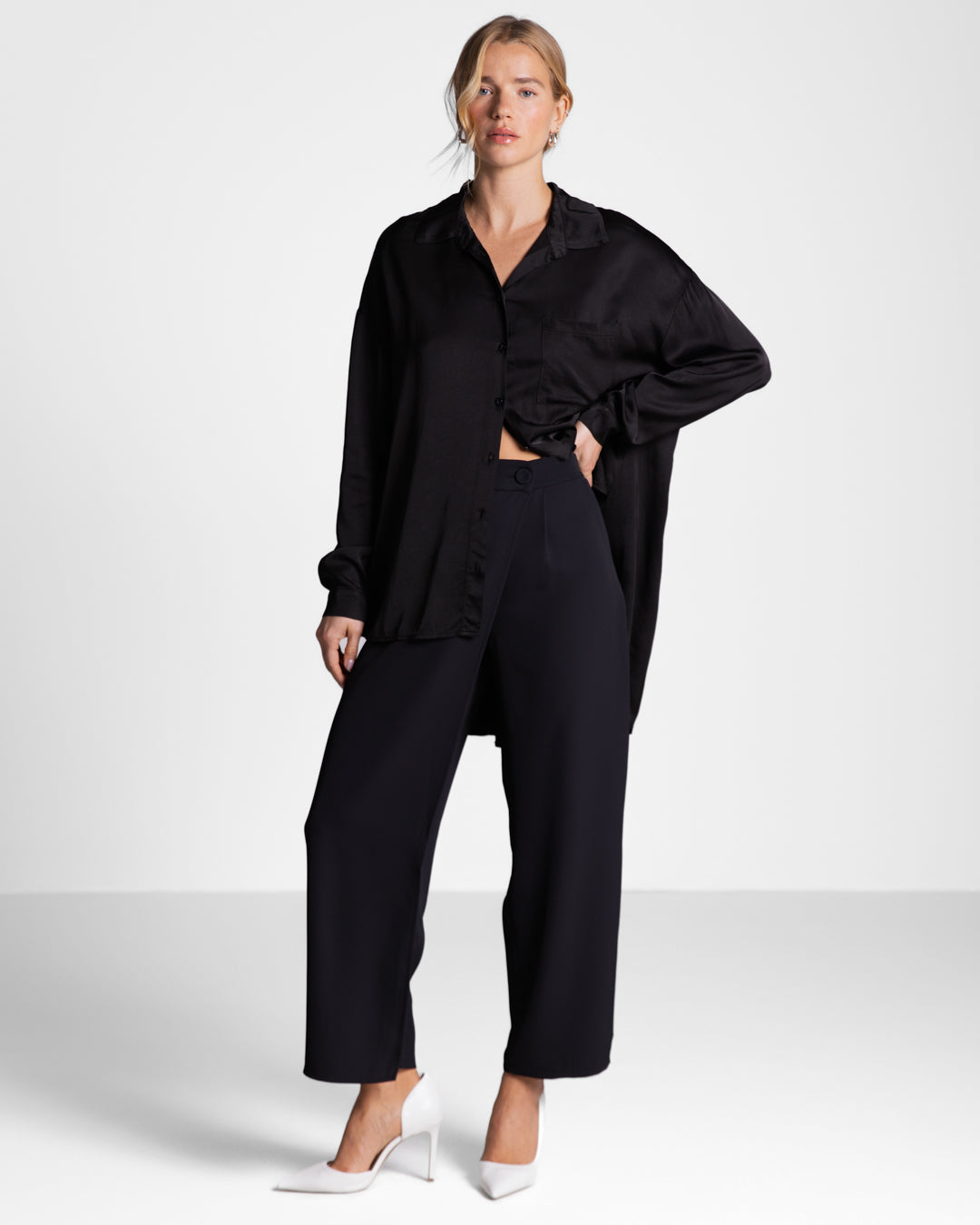 Ophelia Asymmetric Wrap Trousers | Black
