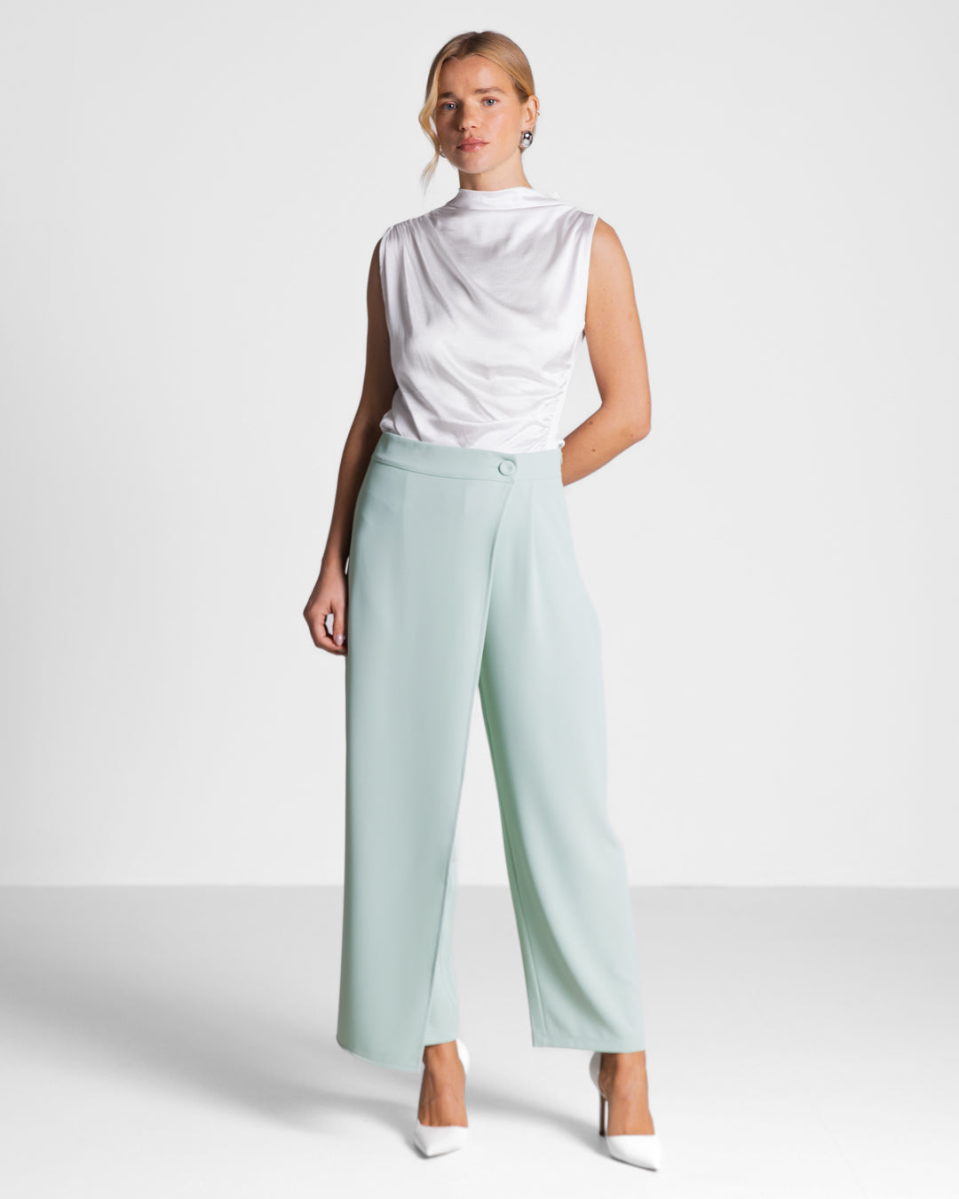 Ophelia Asymmetric Wrap Trousers | Mint