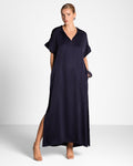 Cleo Satin Kaftan Dress | Navy