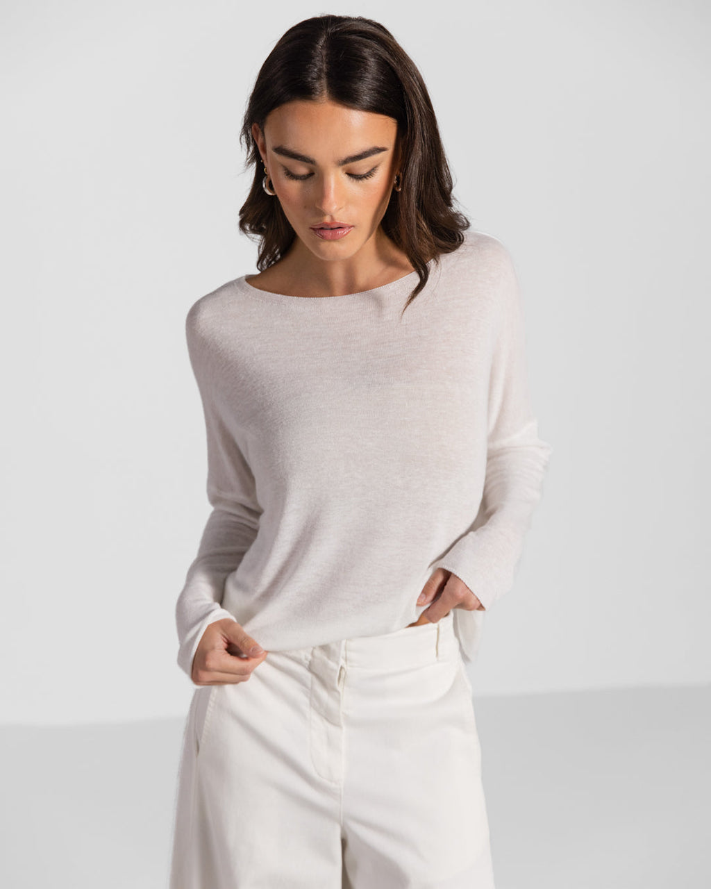Amelie Lightweight Linen Top | White