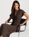 Juliette V Neck Dress | Espresso Brown