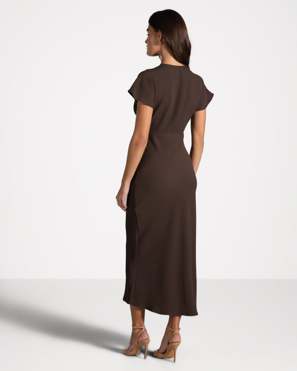 Juliette V Neck Dress | Espresso Brown