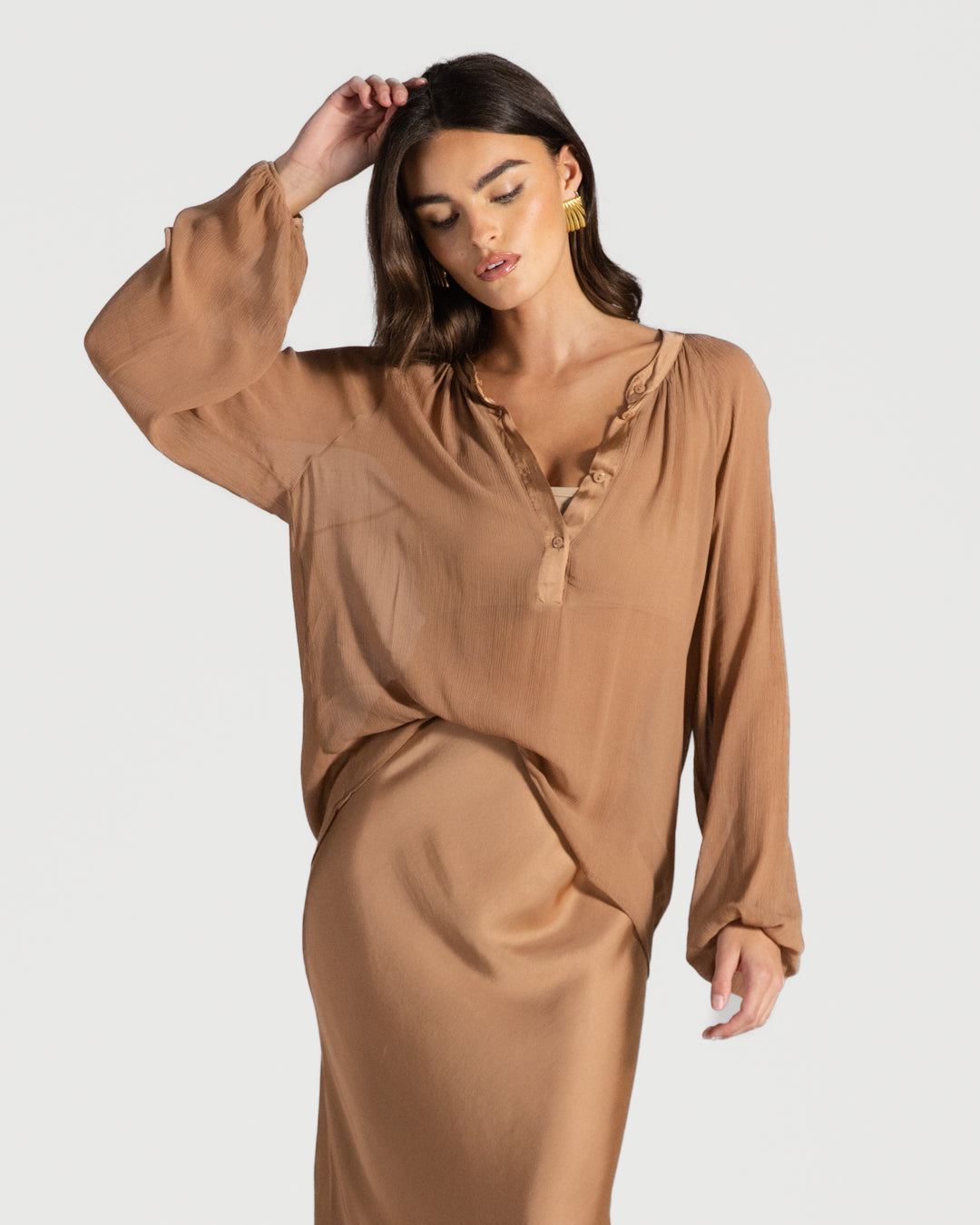 Jade Sheer Top | Tan
