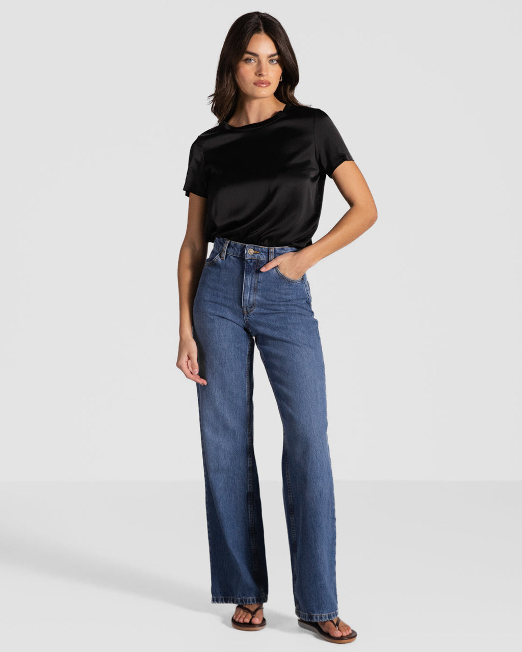 Matilda Satin T-Shirt | Black |