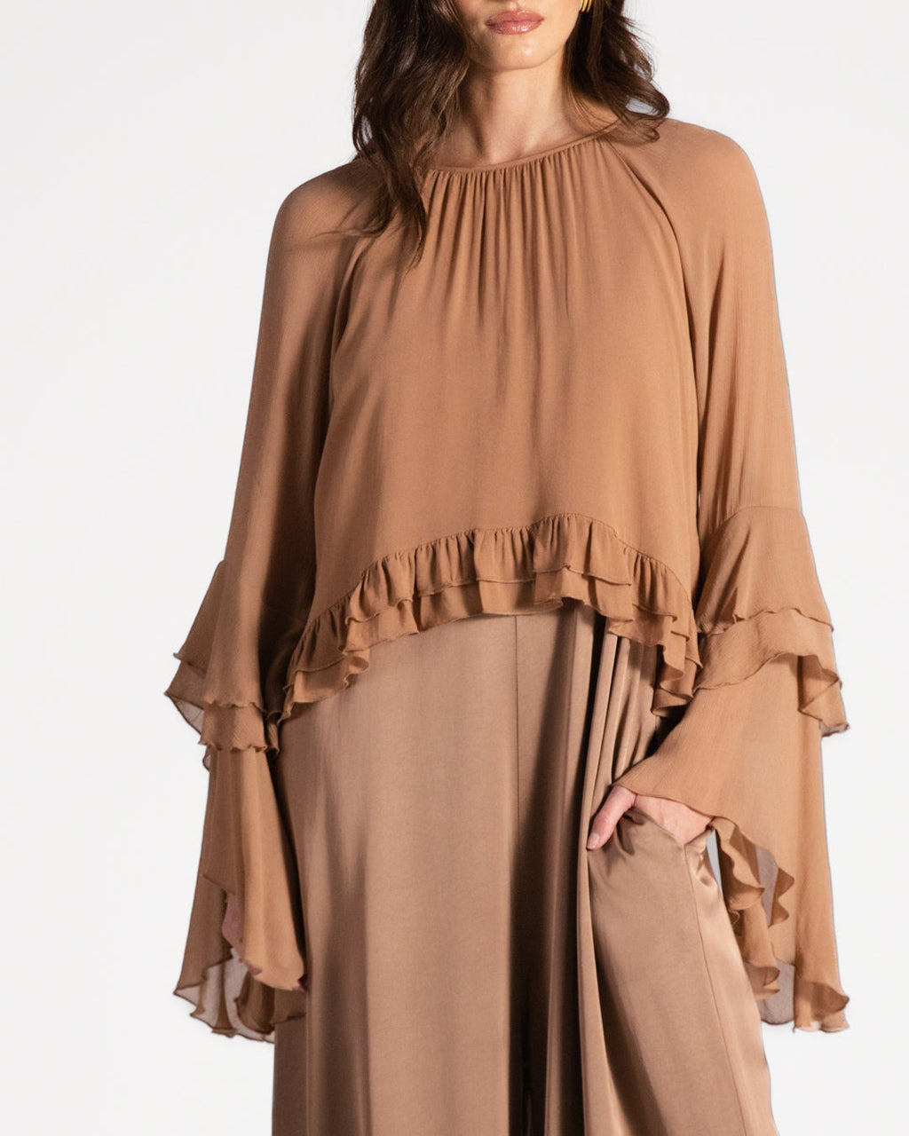 Blair Ruffle Blouse | Tan
