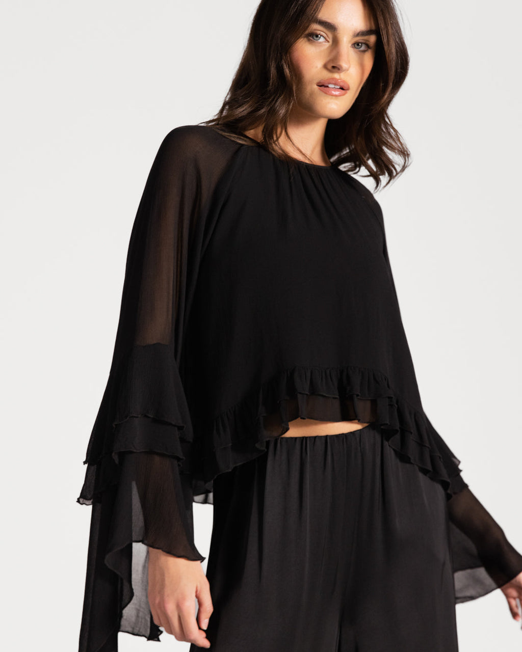 Blair Ruffle Blouse | Black