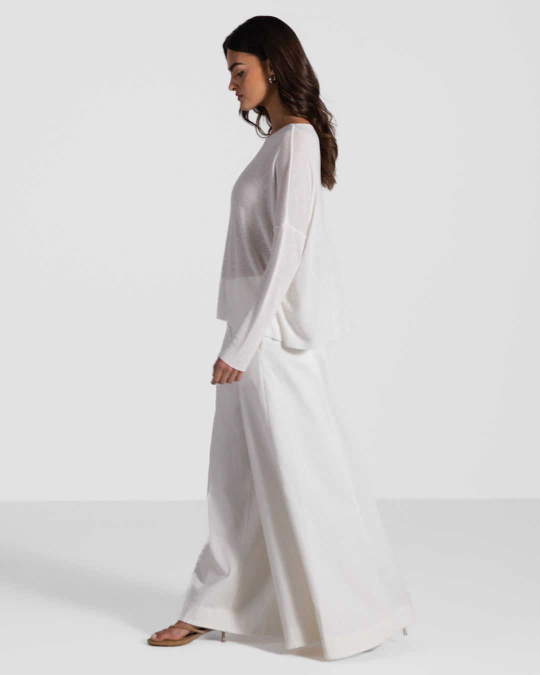 Amelie Lightweight Linen Top | White