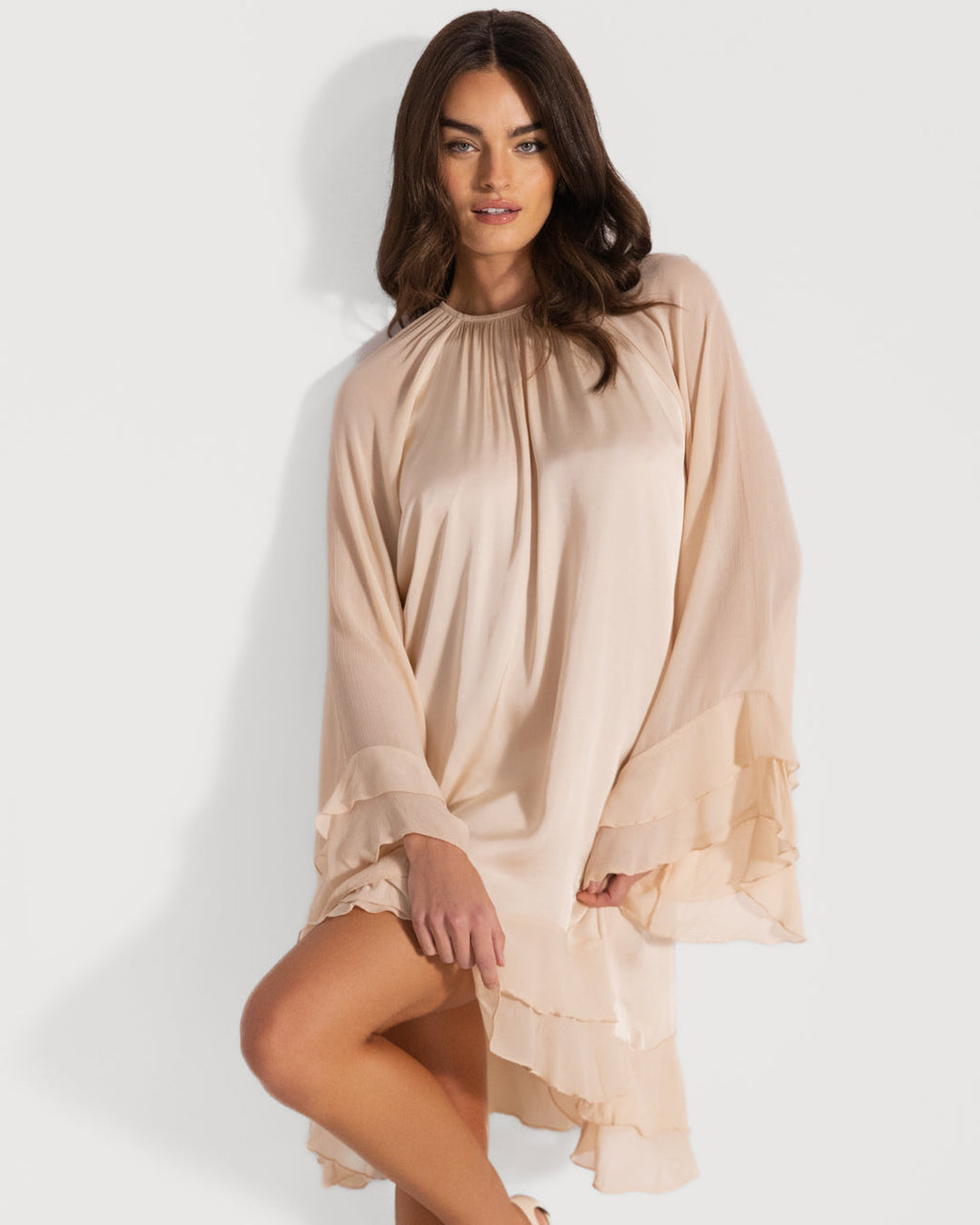 Estelle Ruffle Midi Dress | Cream