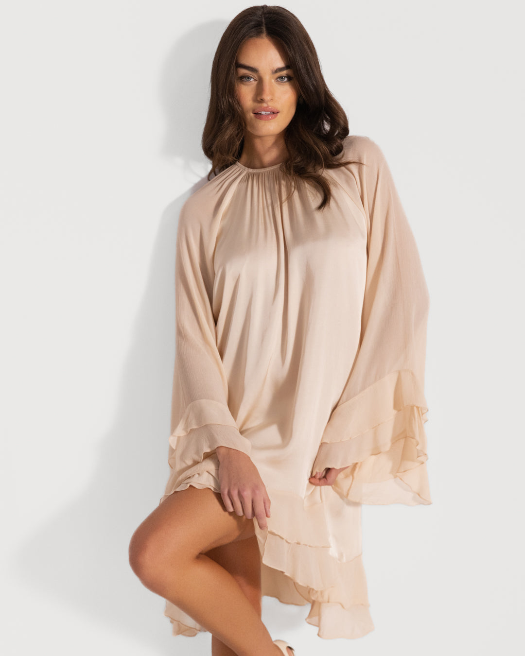 Estelle Ruffle Midi Dress | Cream