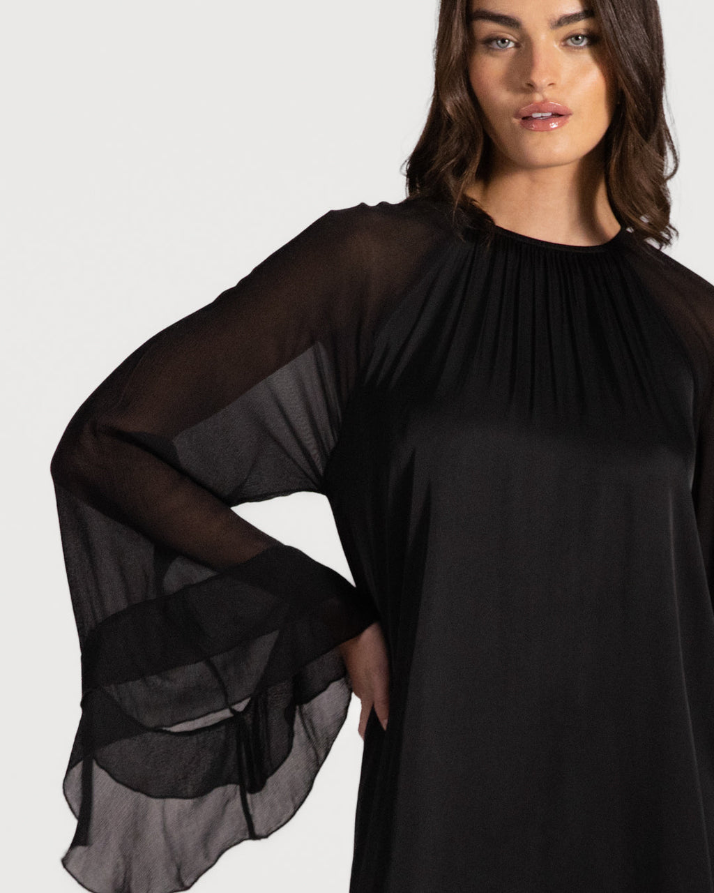 Estelle Ruffle Midi Dress | Black