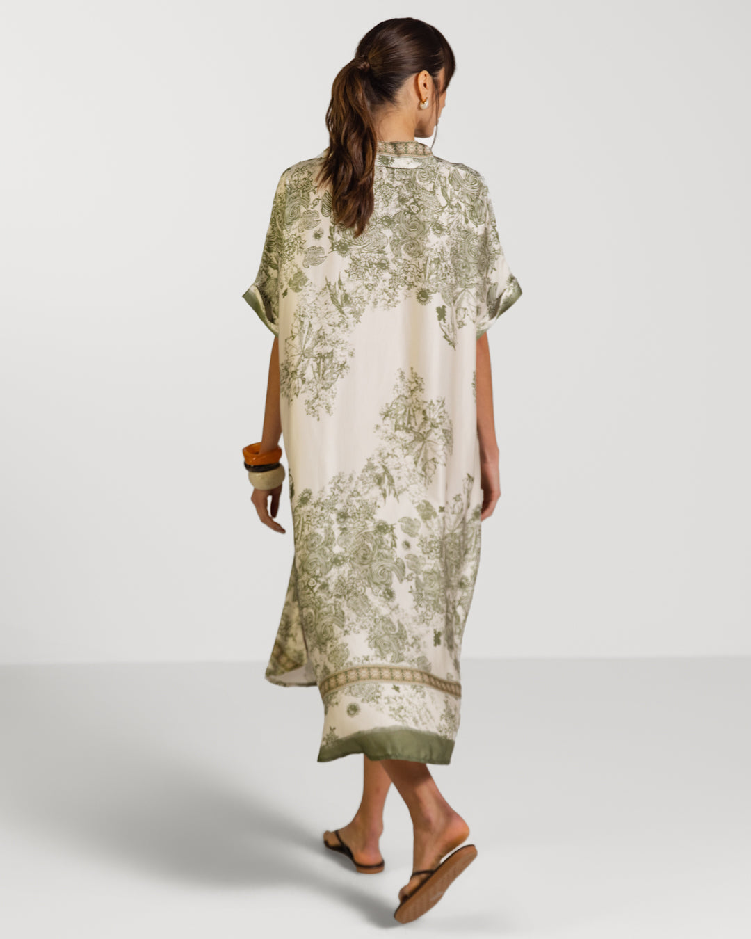 Ottilie Silk Kaftan Dress | Khaki