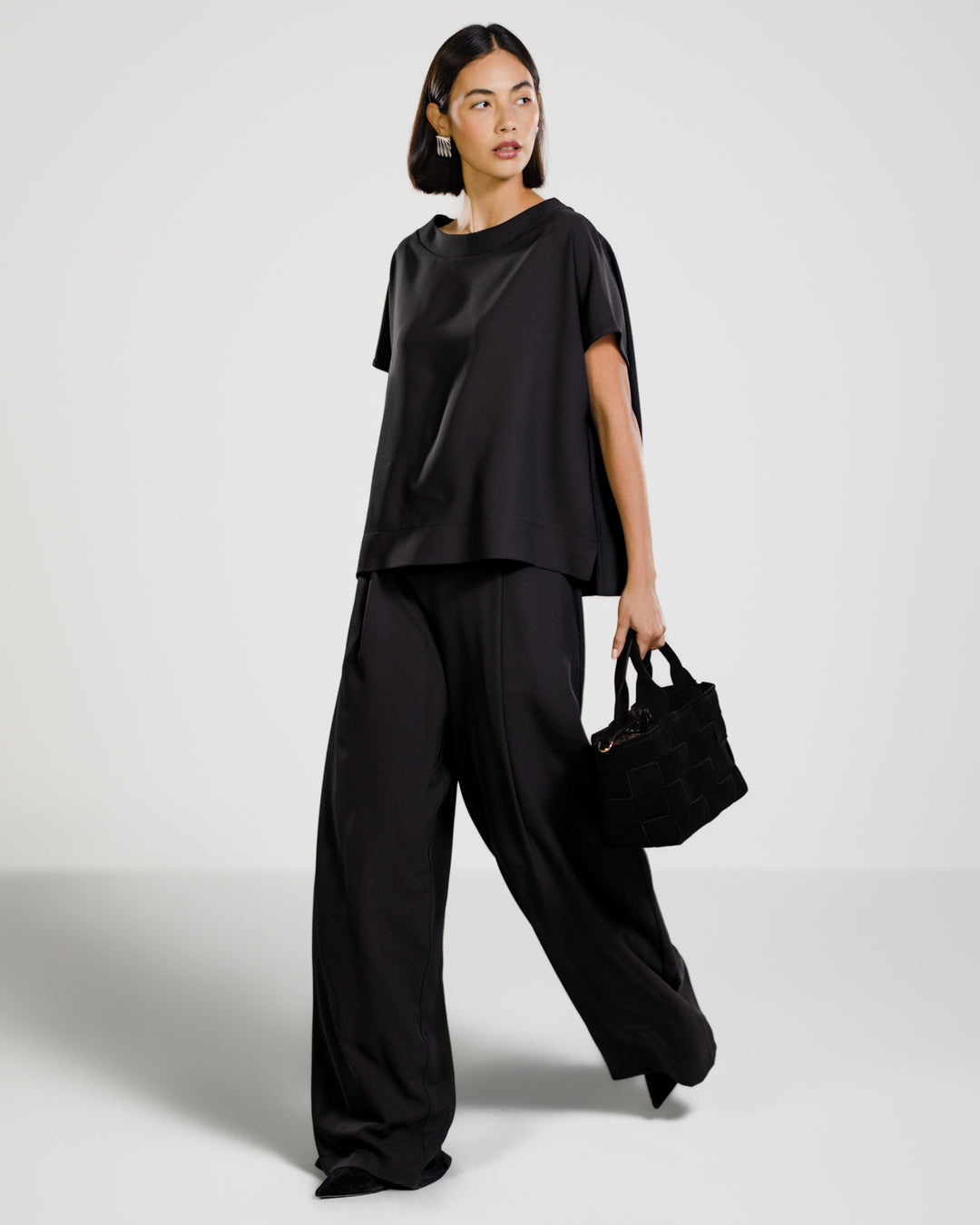 Gabriella Pleated Elastic Waist Trousers | Black