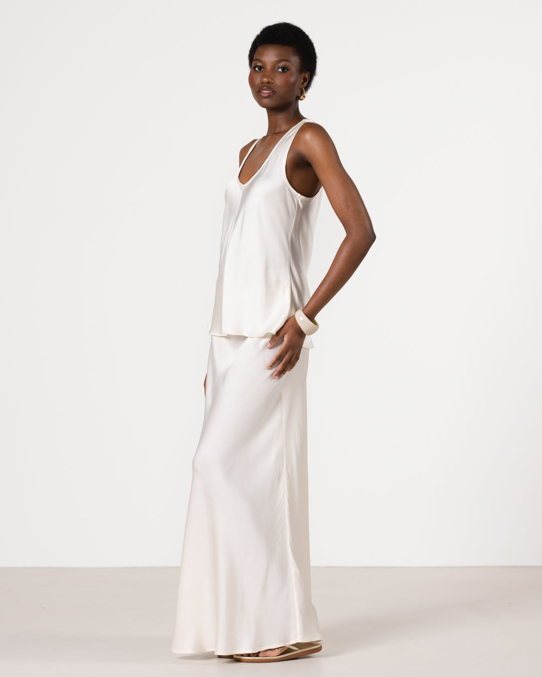 Lexi Satin Maxi Skirt | Ivory