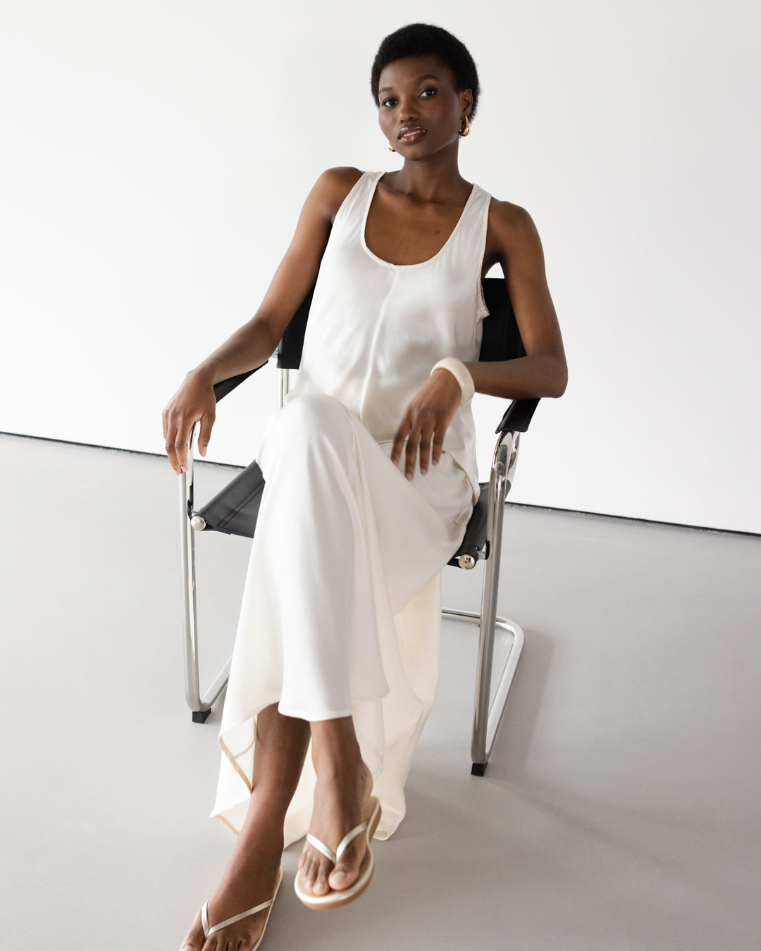 Demi Satin Vest Top | Ivory