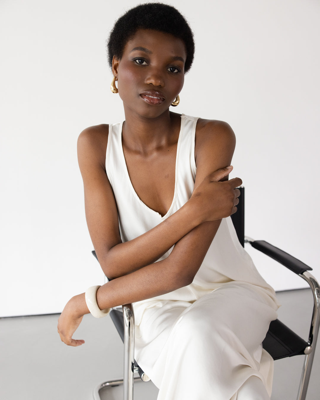 Demi Satin Vest Top | Ivory