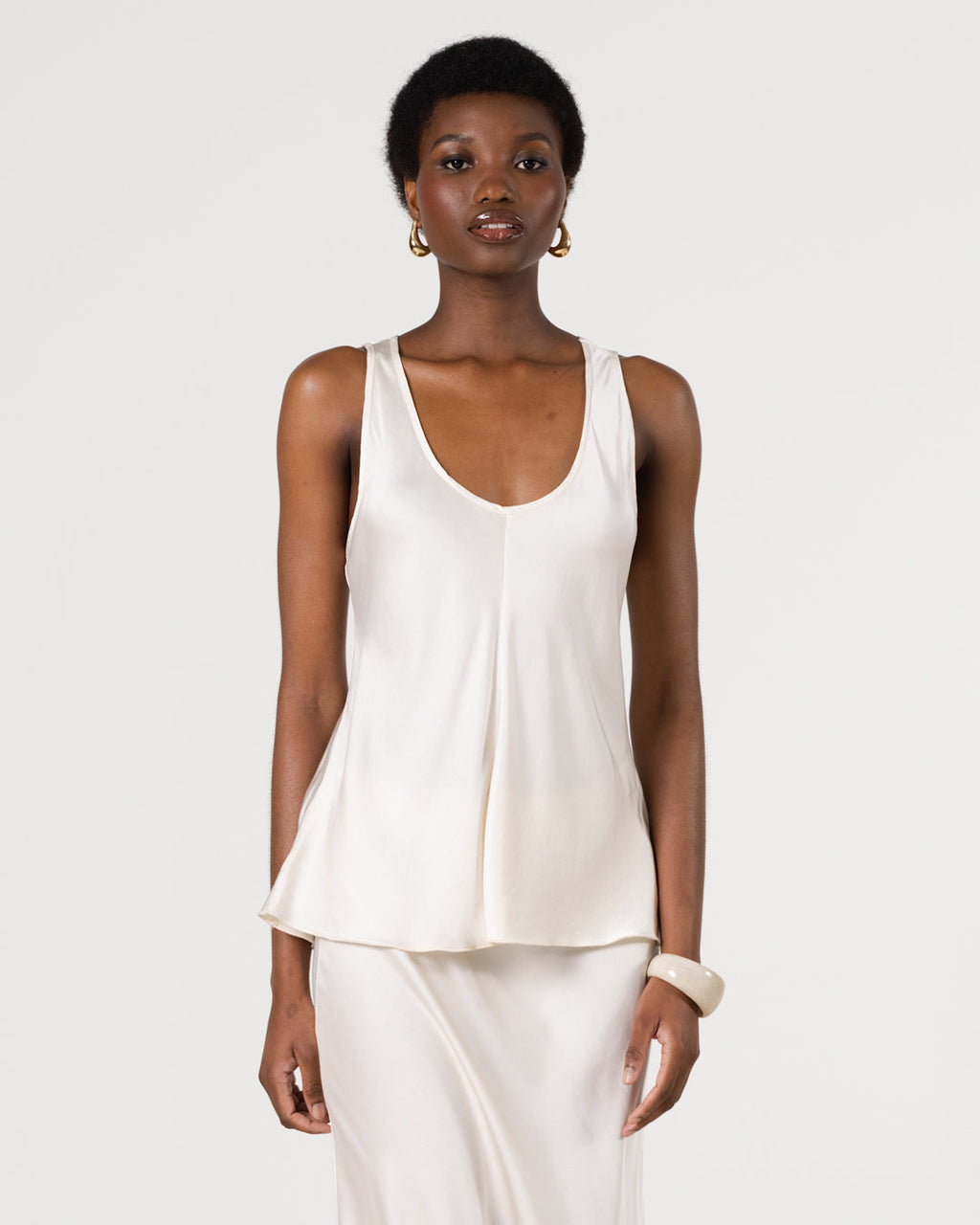 Demi Satin Vest Top | Ivory