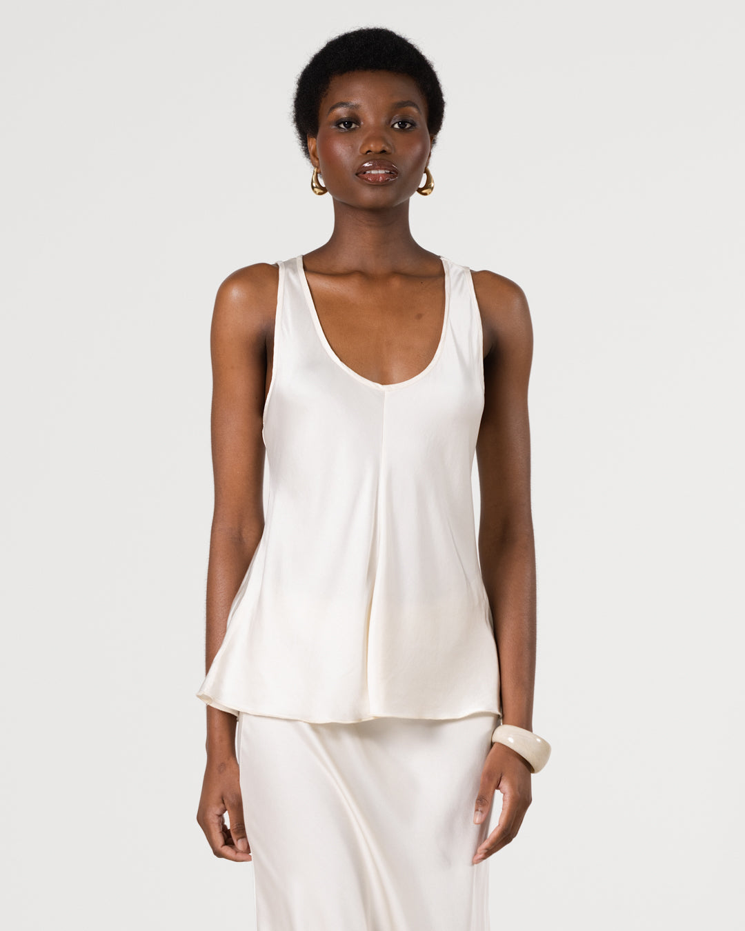 Demi Satin Vest Top | Ivory