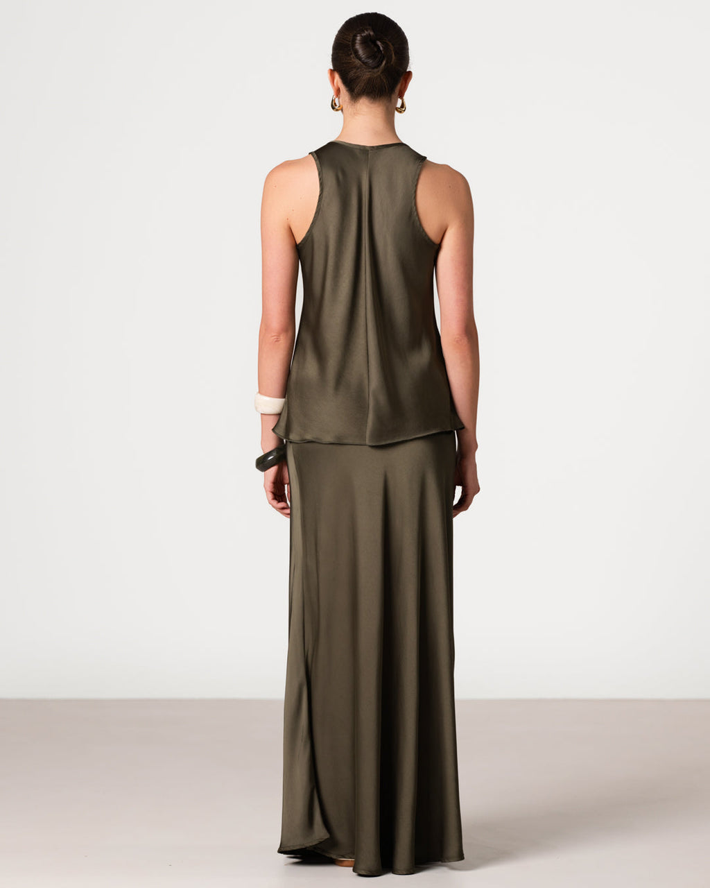 Lexi Satin Maxi Skirt | Khaki
