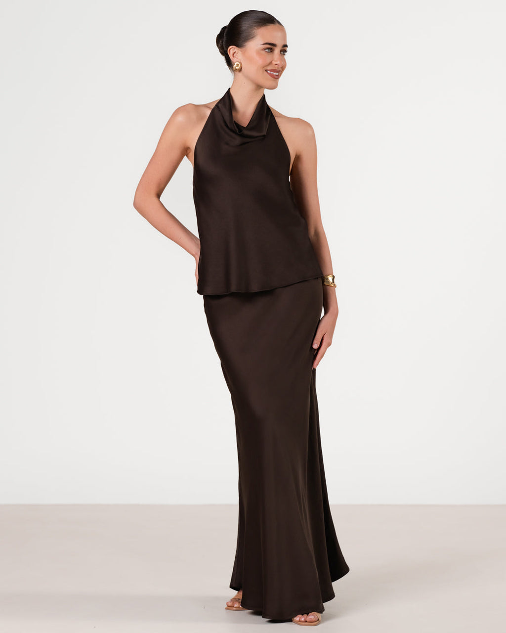 Lexi Satin Maxi Skirt | Cocoa Soleil