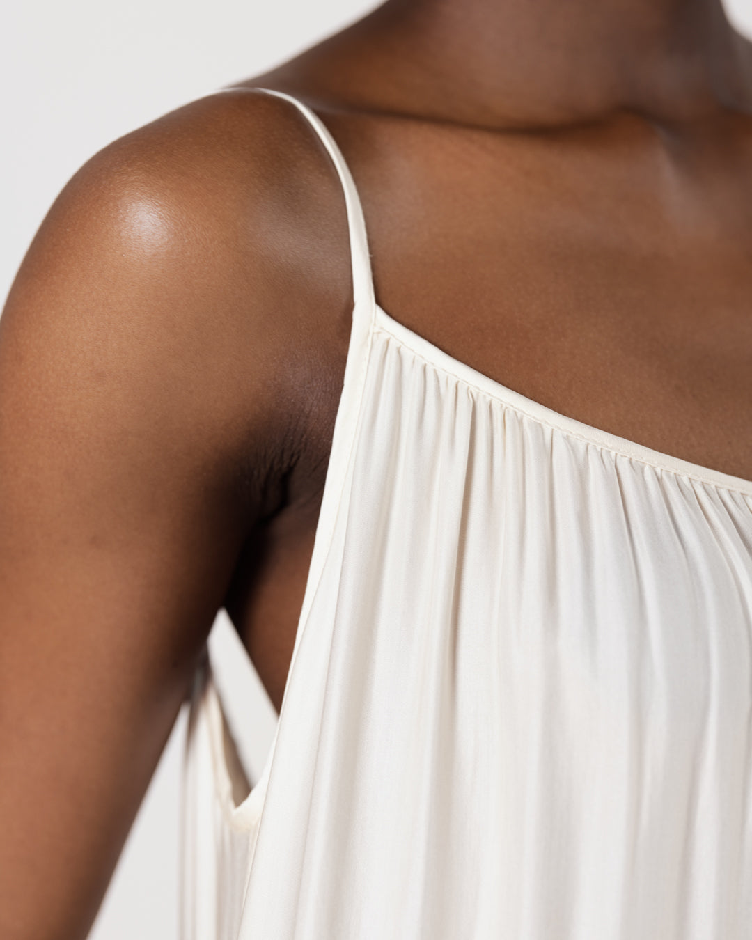 Noelle Strappy Tiered Satin Maxi Dress | Ivory