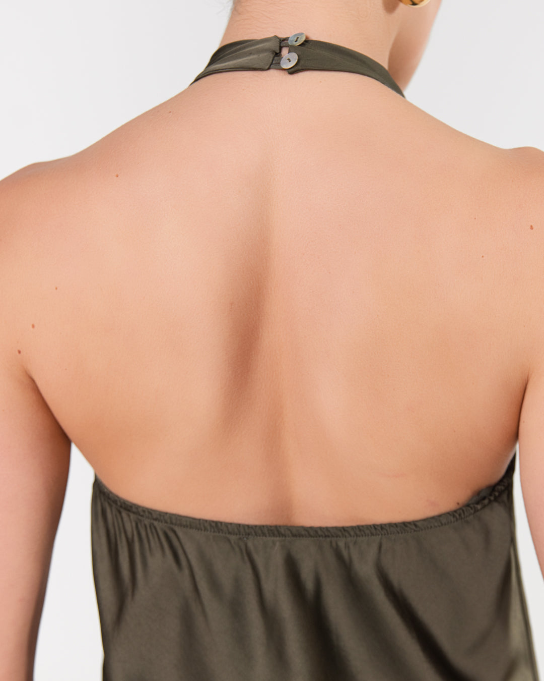 Carmen Backless Halterneck Top | Khaki
