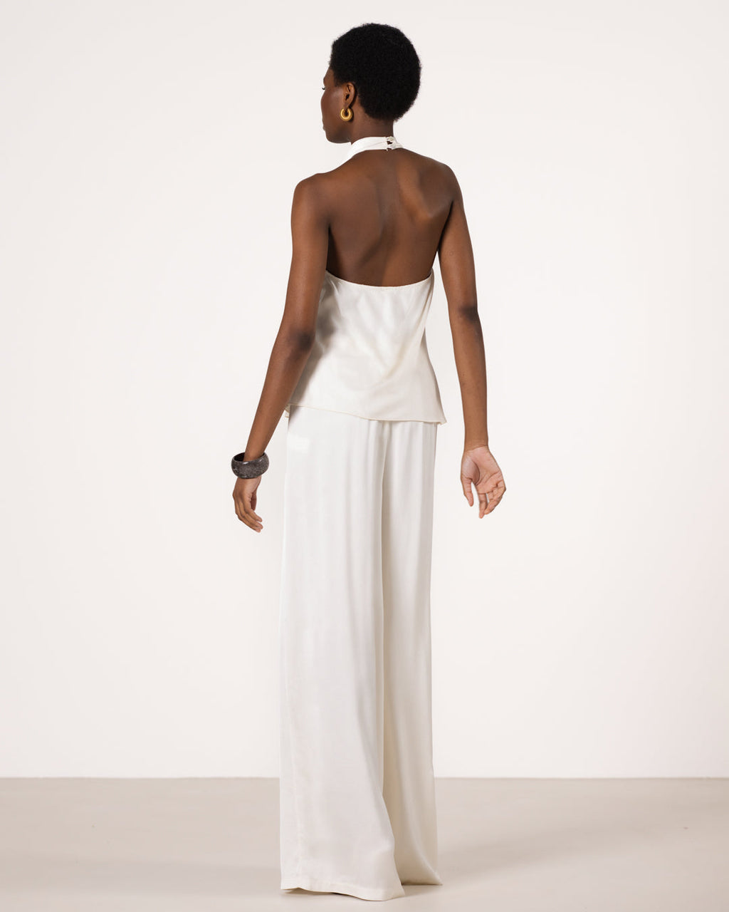 Carmen Backless Halterneck Top | Ivory