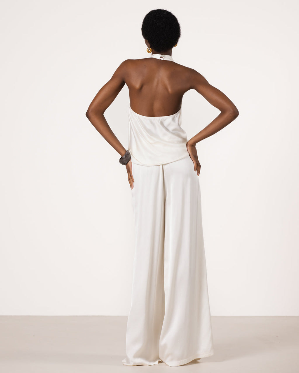 Carmen Backless Halterneck Top | Ivory