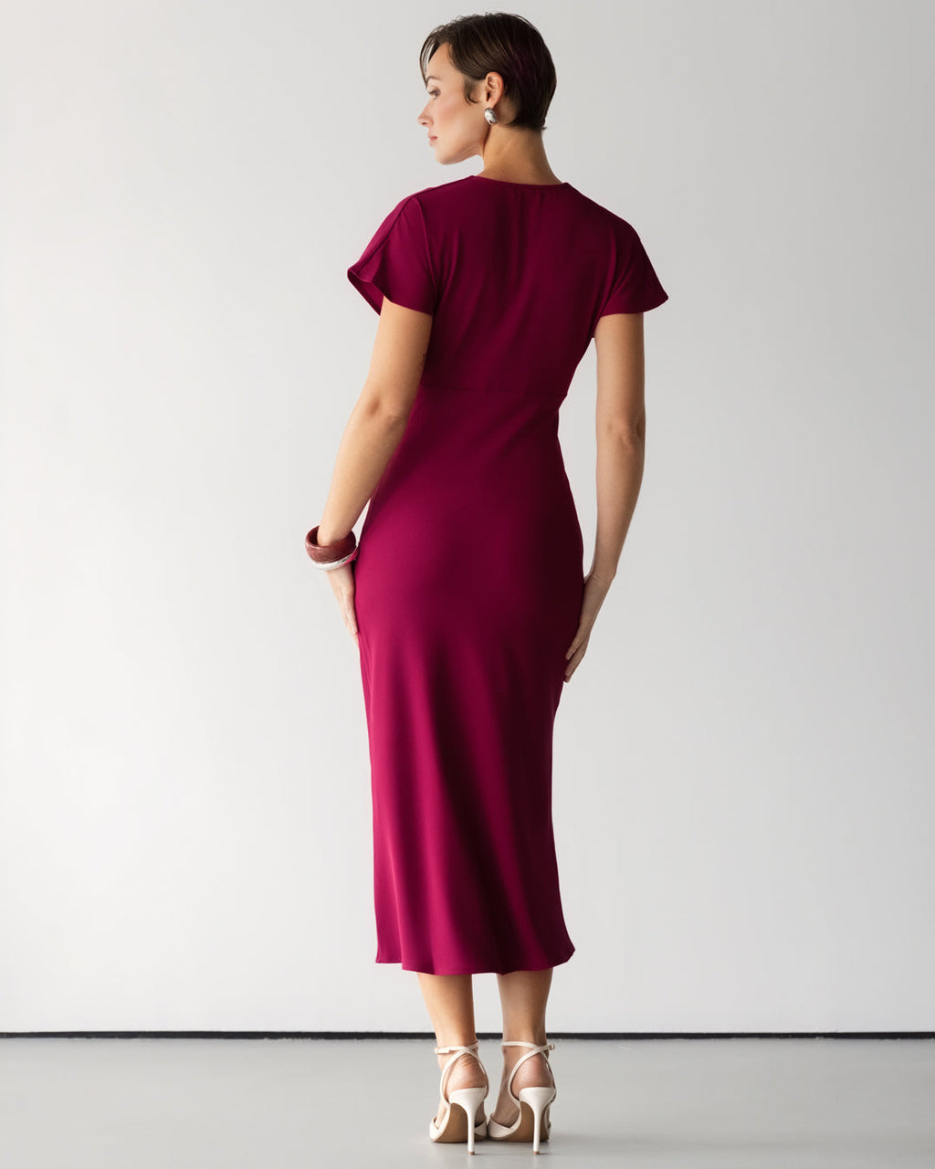 Juliette V Neck Dress | Burgundy