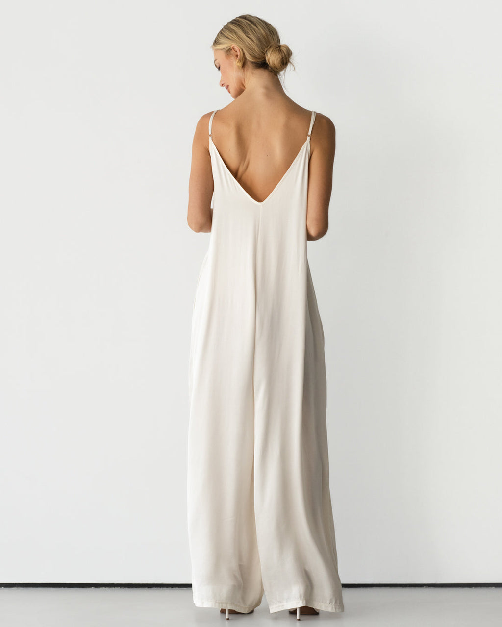 Eliza Lightweight Satin Jumpsuit | Ivory